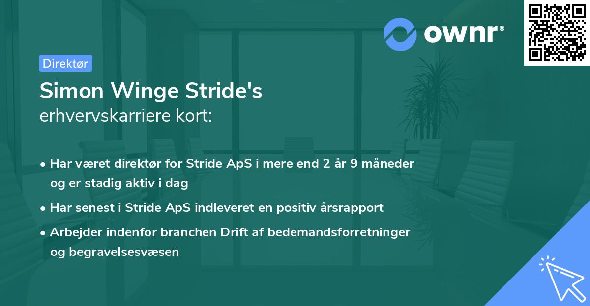 Simon Winge Stride's erhvervskarriere kort