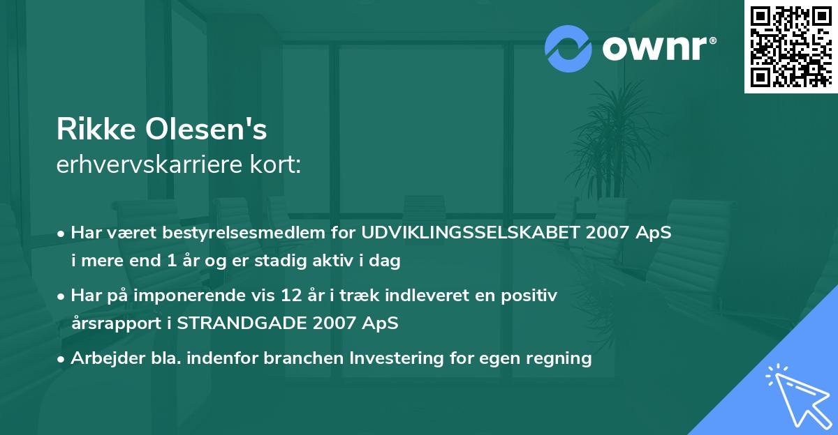 Rikke Olesen's erhvervskarriere kort