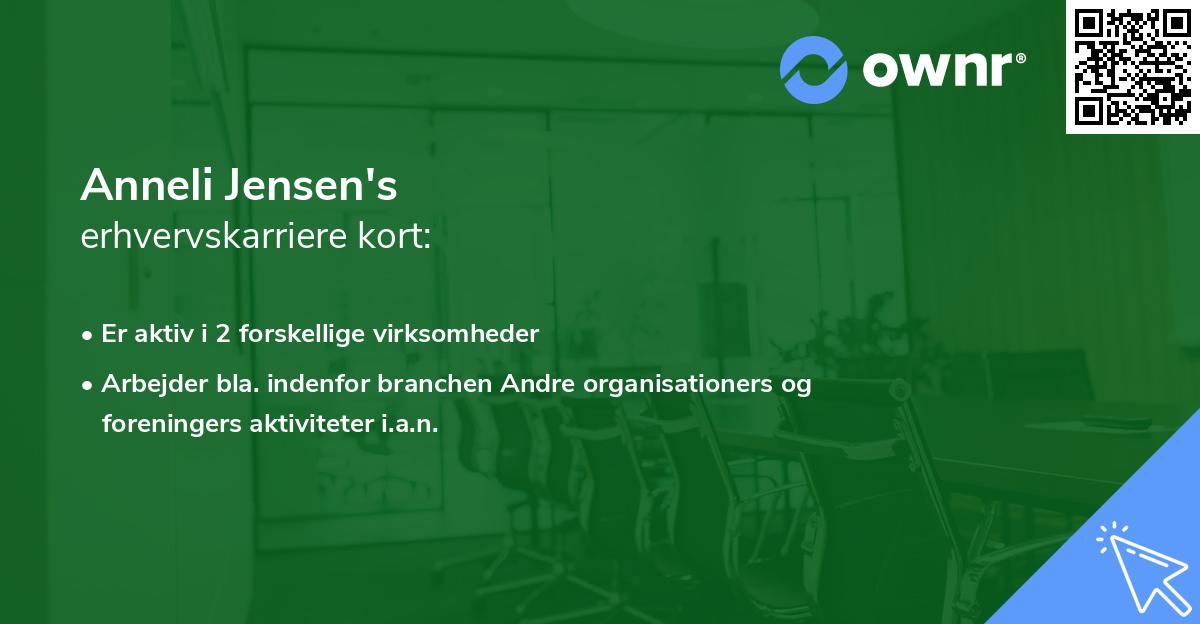 Anneli Jensen's erhvervskarriere kort