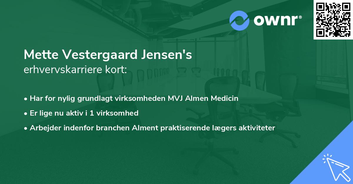 Mette Vestergaard Jensen's erhvervskarriere kort