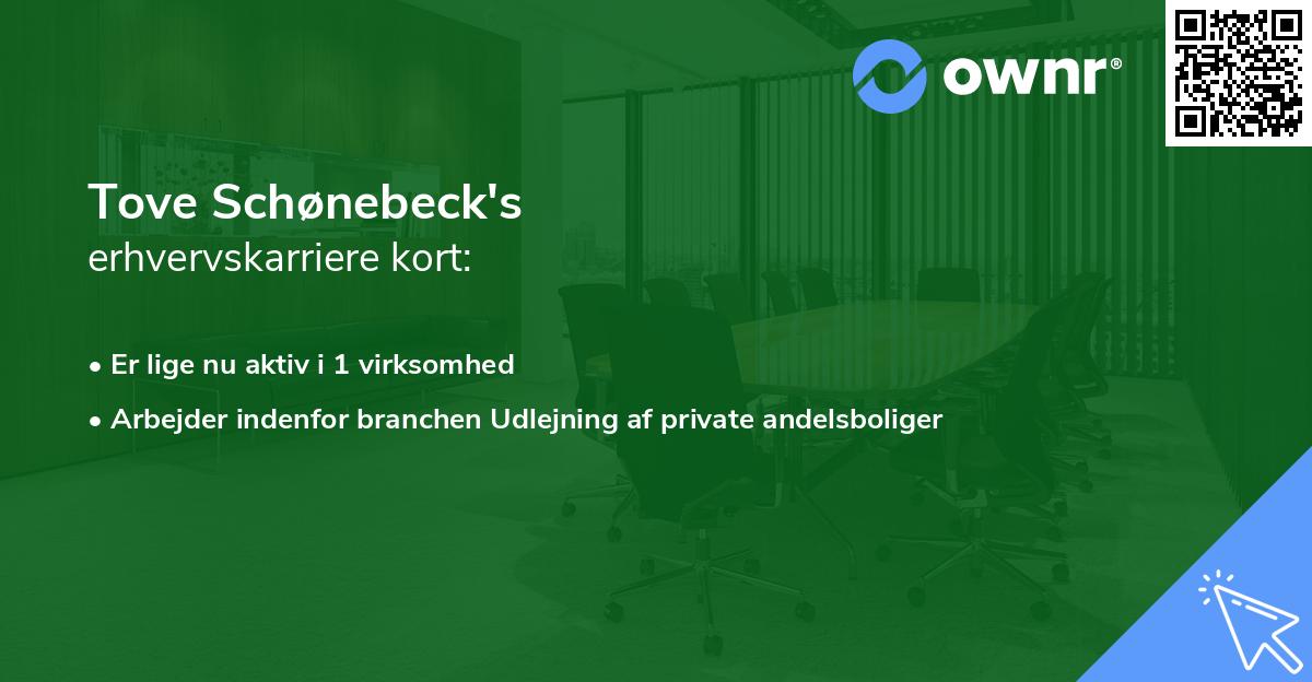 Tove Schønebeck's erhvervskarriere kort