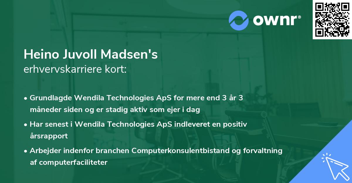 Heino Juvoll Madsen's erhvervskarriere kort