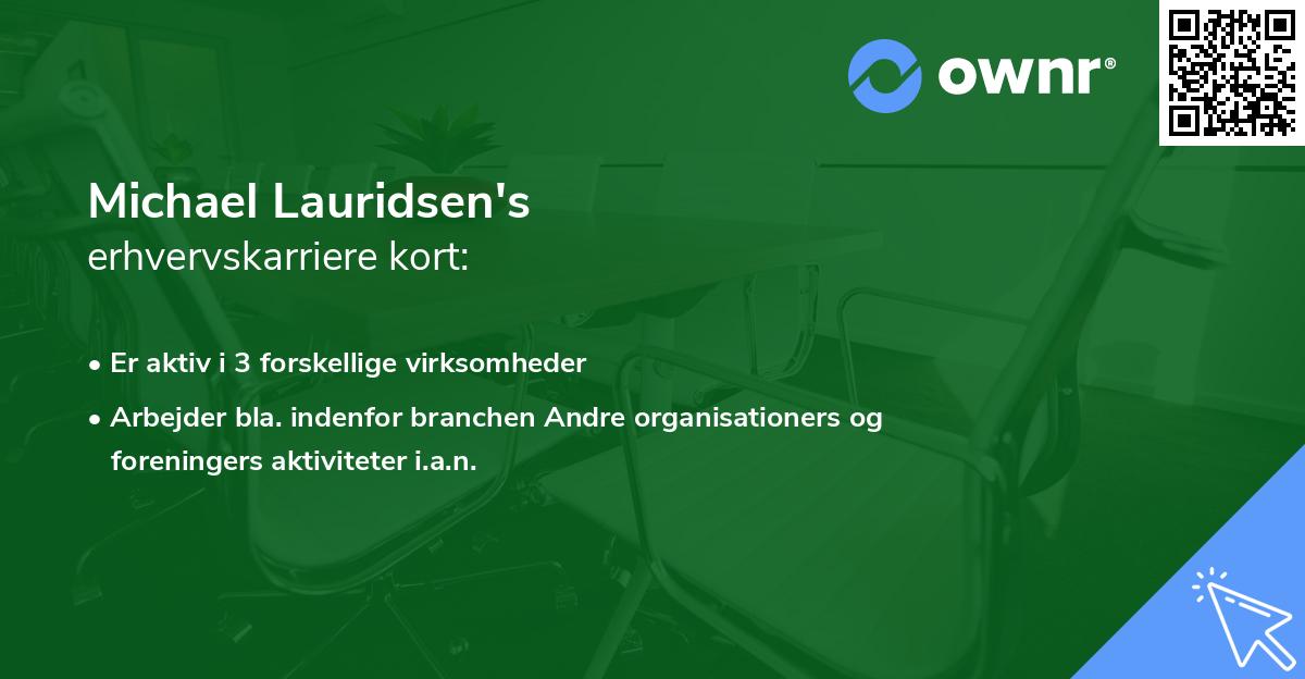 Michael Lauridsen's erhvervskarriere kort