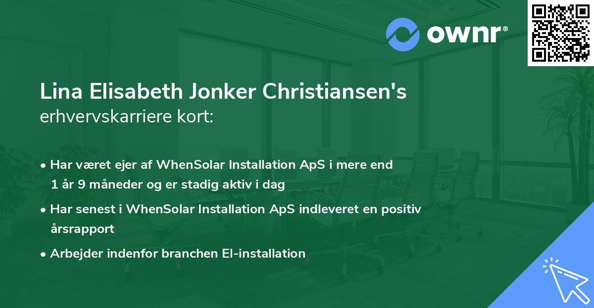 Lina Elisabeth Jonker Christiansen's erhvervskarriere kort
