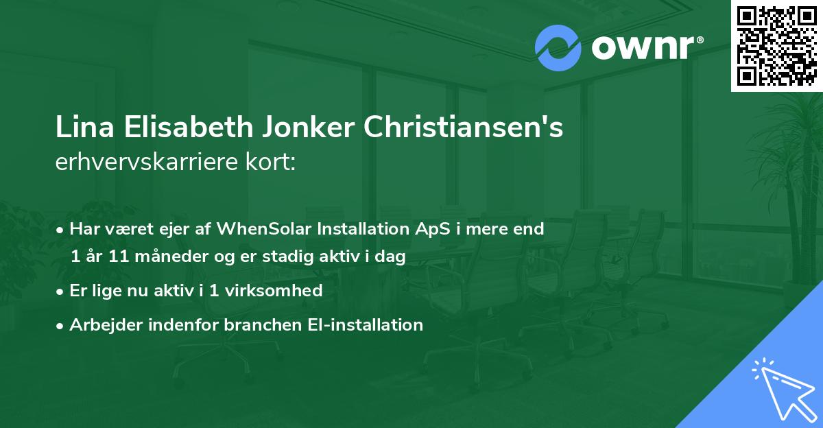 Lina Elisabeth Jonker Christiansen's erhvervskarriere kort