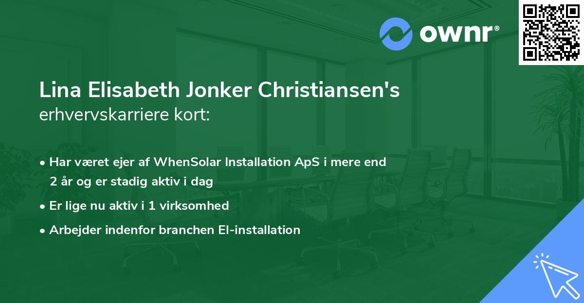 Lina Elisabeth Jonker Christiansen's erhvervskarriere kort