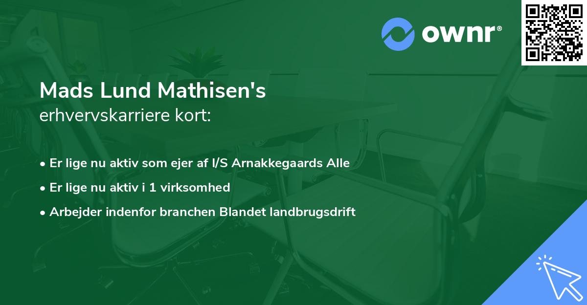 Mads Lund Mathisen's erhvervskarriere kort