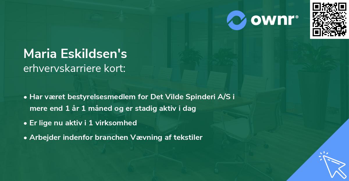 Maria Eskildsen's erhvervskarriere kort