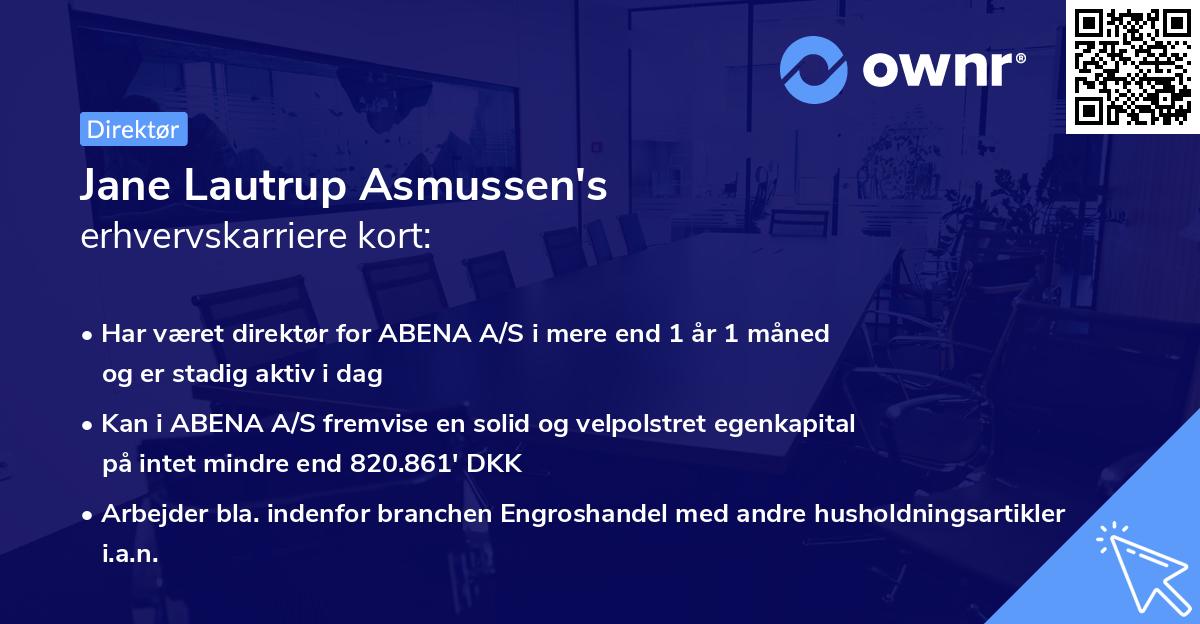 Jane Lautrup Asmussen's erhvervskarriere kort