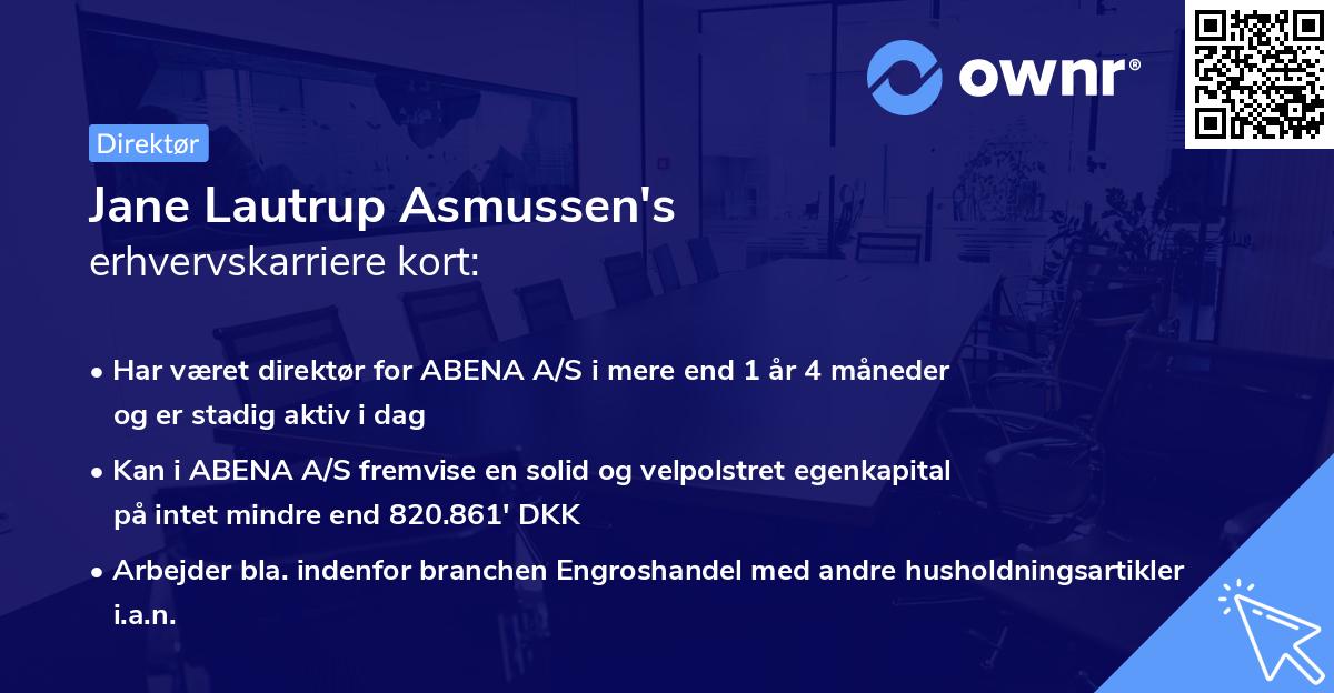 Jane Lautrup Asmussen's erhvervskarriere kort