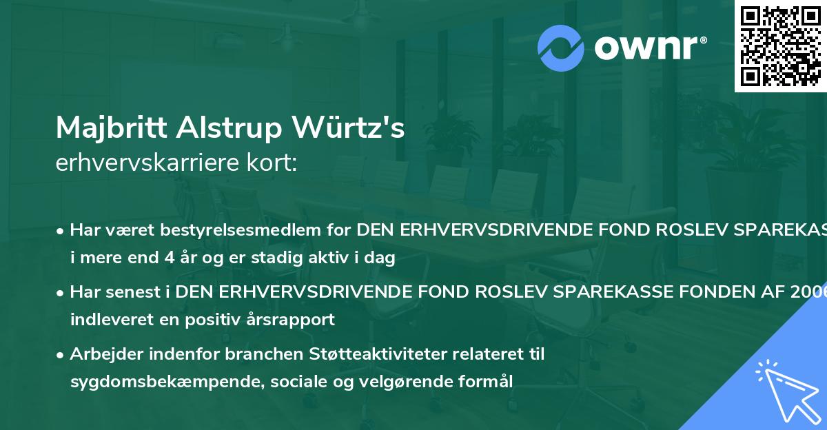 Majbritt Alstrup Würtz's erhvervskarriere kort