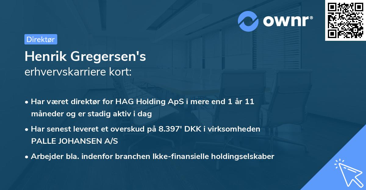 Henrik Gregersen's erhvervskarriere kort