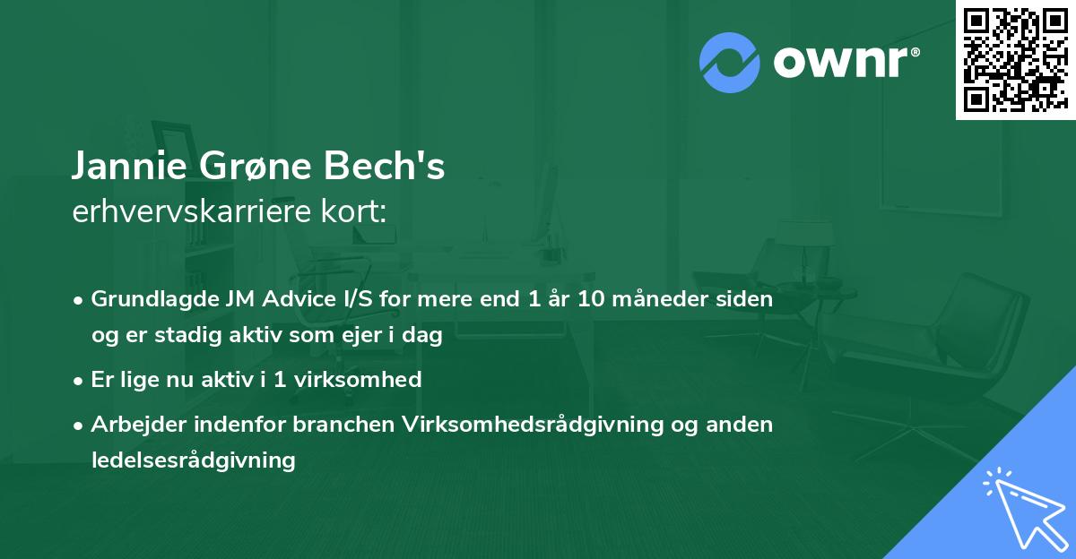 Jannie Grøne Bech's erhvervskarriere kort