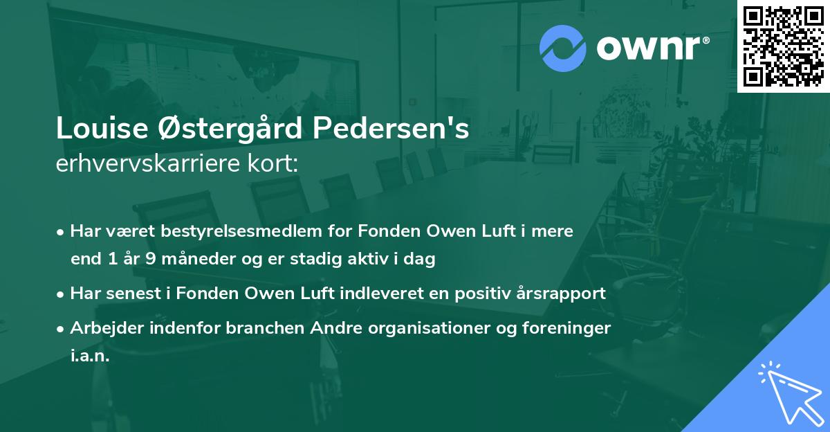 Louise Østergård Pedersen's erhvervskarriere kort