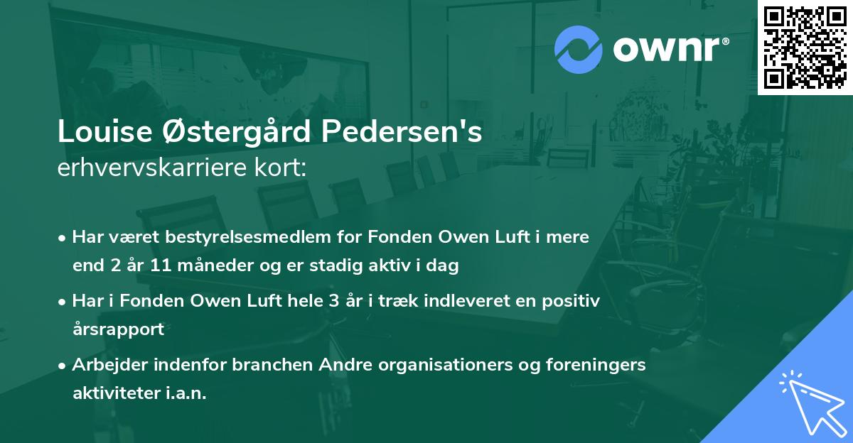 Louise Østergård Pedersen's erhvervskarriere kort