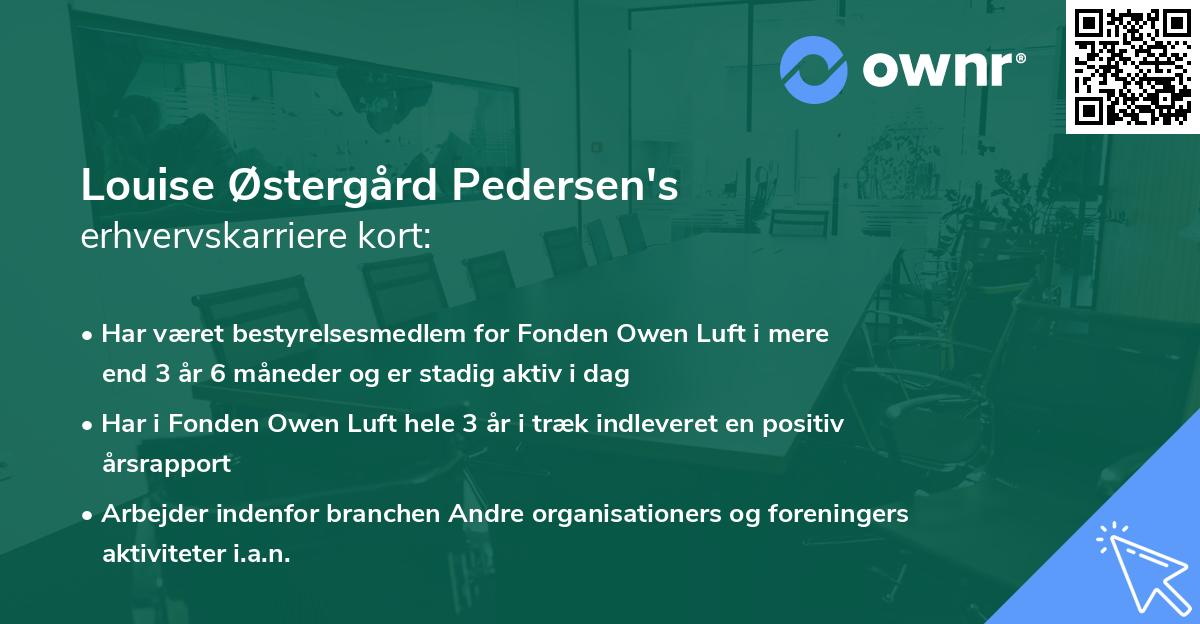 Louise Østergård Pedersen's erhvervskarriere kort