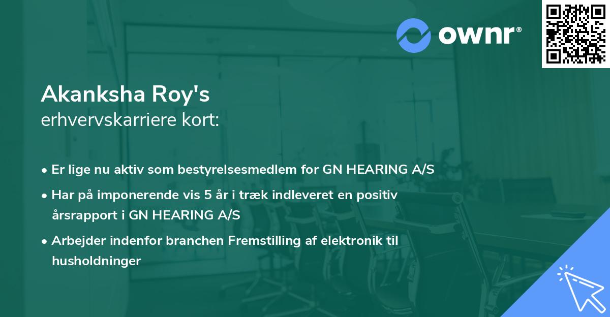 Akanksha Roy's erhvervskarriere kort