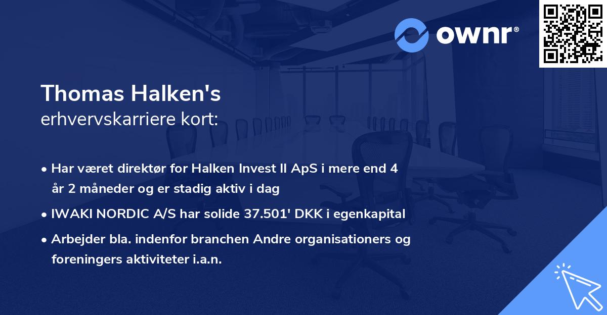 Thomas Halken's erhvervskarriere kort