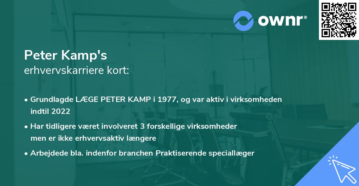 Peter Kamp's erhvervskarriere kort