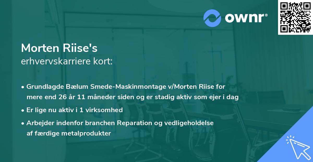 Morten Riise's erhvervskarriere kort