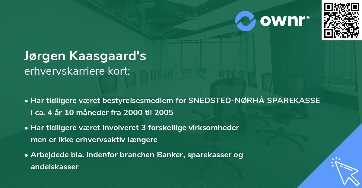 Jørgen Kaasgaard's erhvervskarriere kort