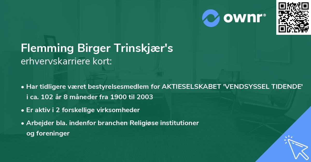 Flemming Birger Trinskjær's erhvervskarriere kort