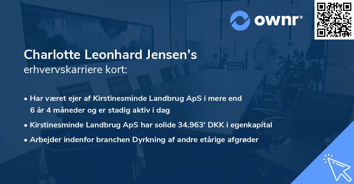 Charlotte Leonhard Jensen's erhvervskarriere kort