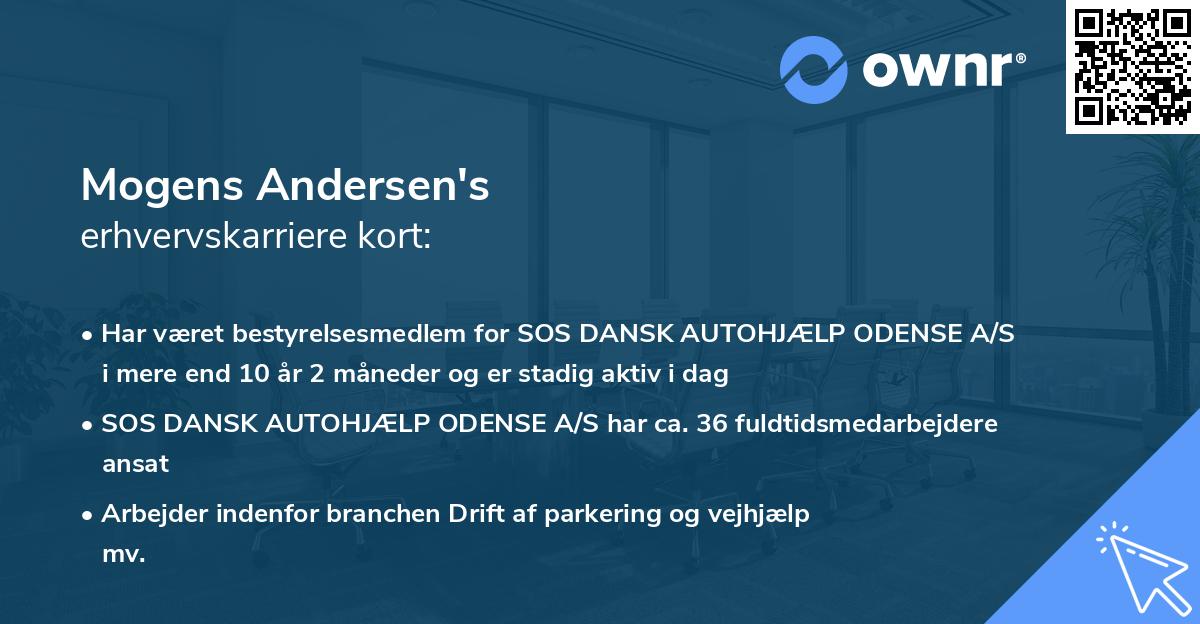 Mogens Andersen's erhvervskarriere kort