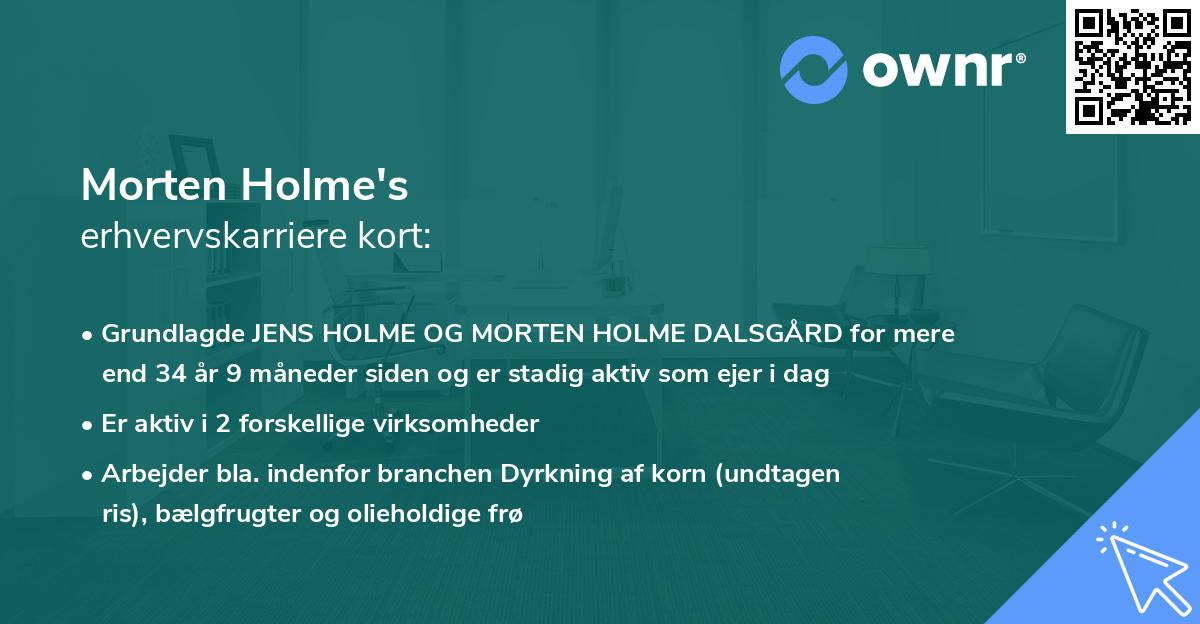 Morten Holme's erhvervskarriere kort