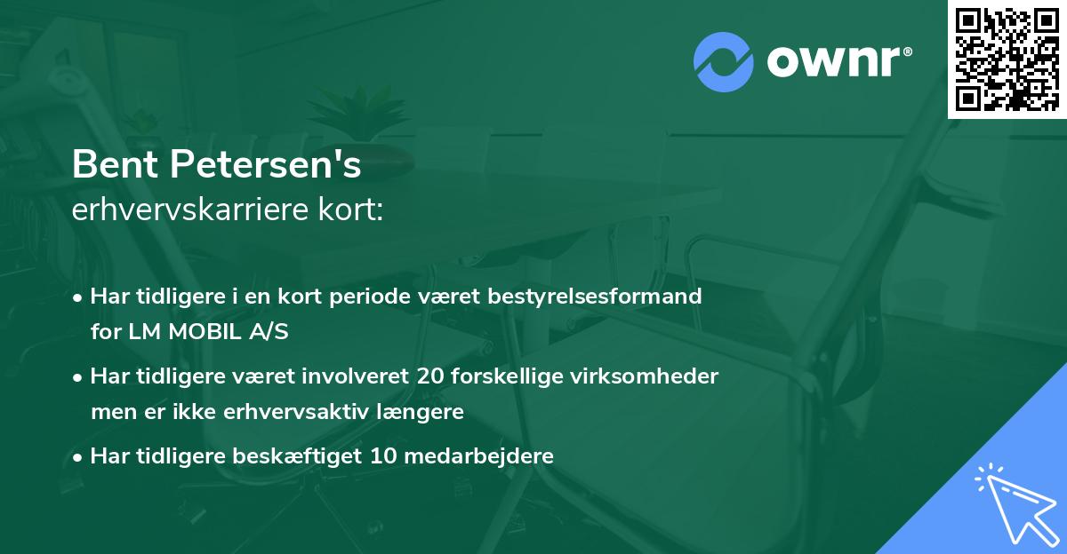 Bent Petersen's erhvervskarriere kort