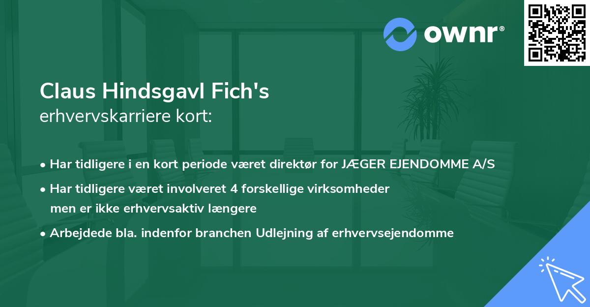 Claus Hindsgavl Fich's erhvervskarriere kort