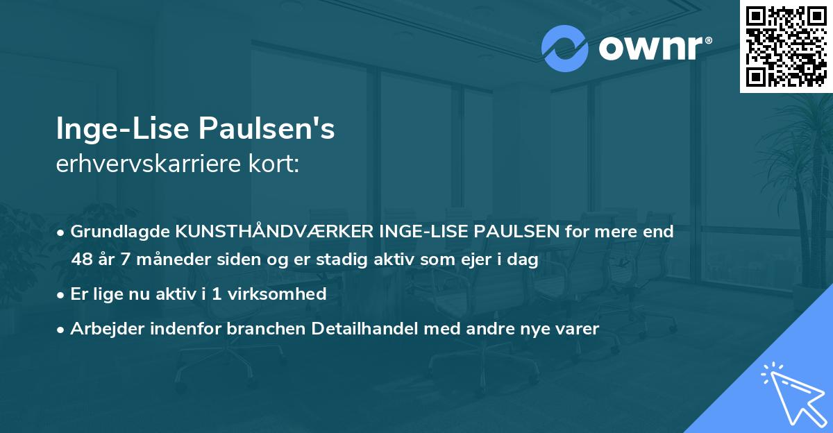 Inge-Lise Paulsen's erhvervskarriere kort