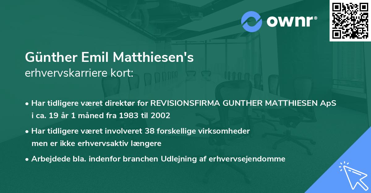 Günther Emil Matthiesen's erhvervskarriere kort