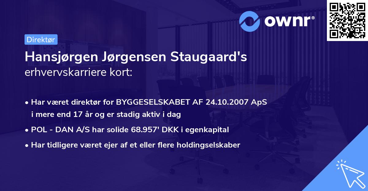 Hansjørgen Jørgensen Staugaard's erhvervskarriere kort