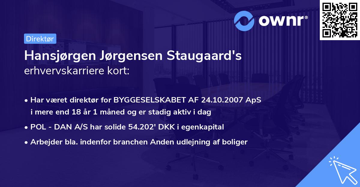 Hansjørgen Jørgensen Staugaard's erhvervskarriere kort