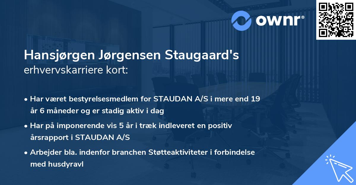 Hansjørgen Jørgensen Staugaard's erhvervskarriere kort
