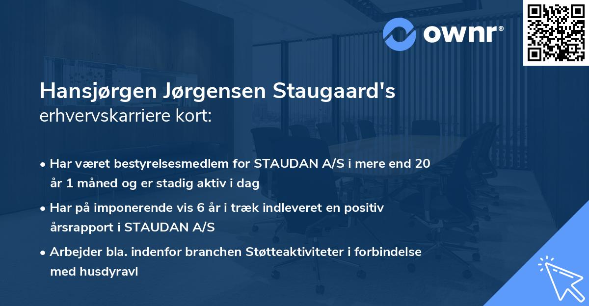 Hansjørgen Jørgensen Staugaard's erhvervskarriere kort