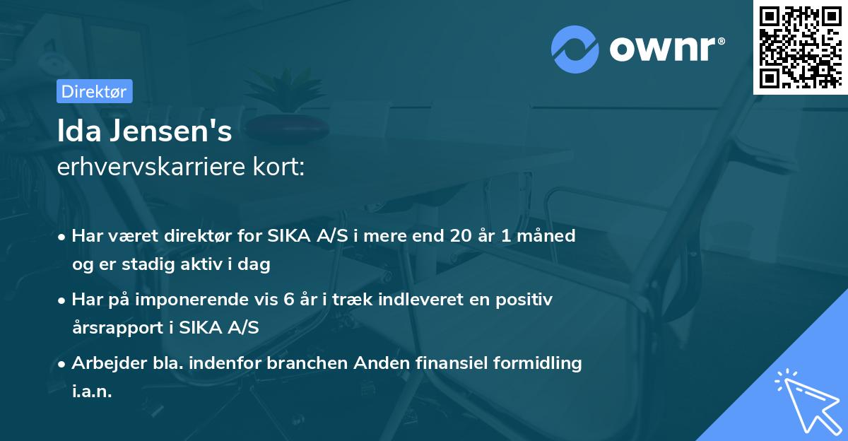 Ida Jensen's erhvervskarriere kort