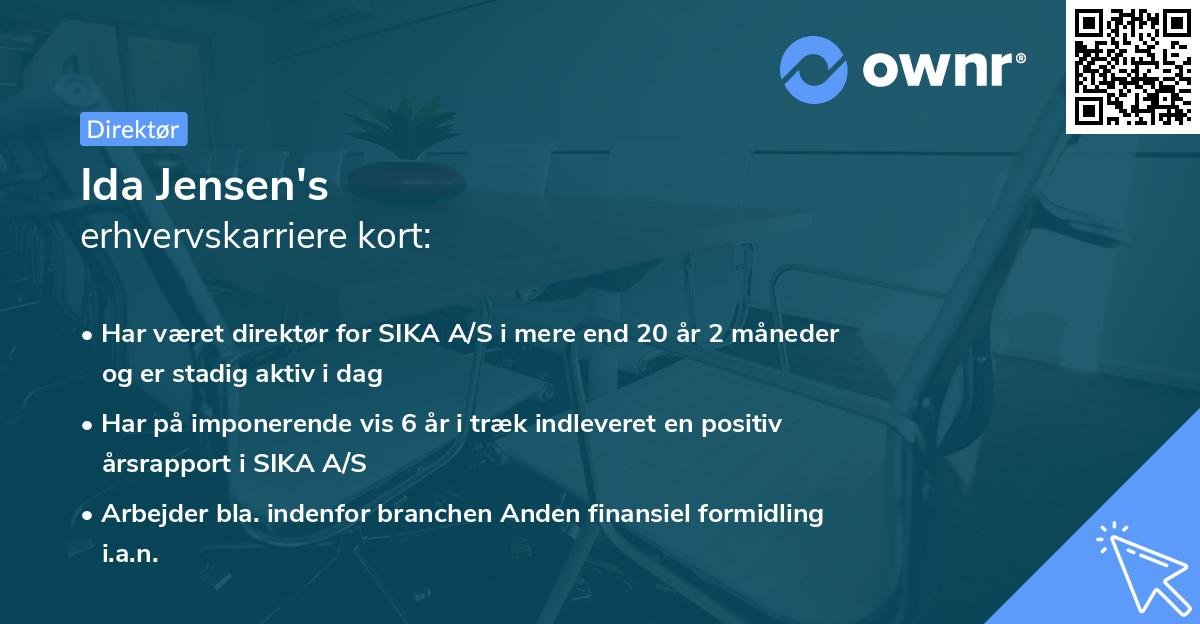 Ida Jensen's erhvervskarriere kort