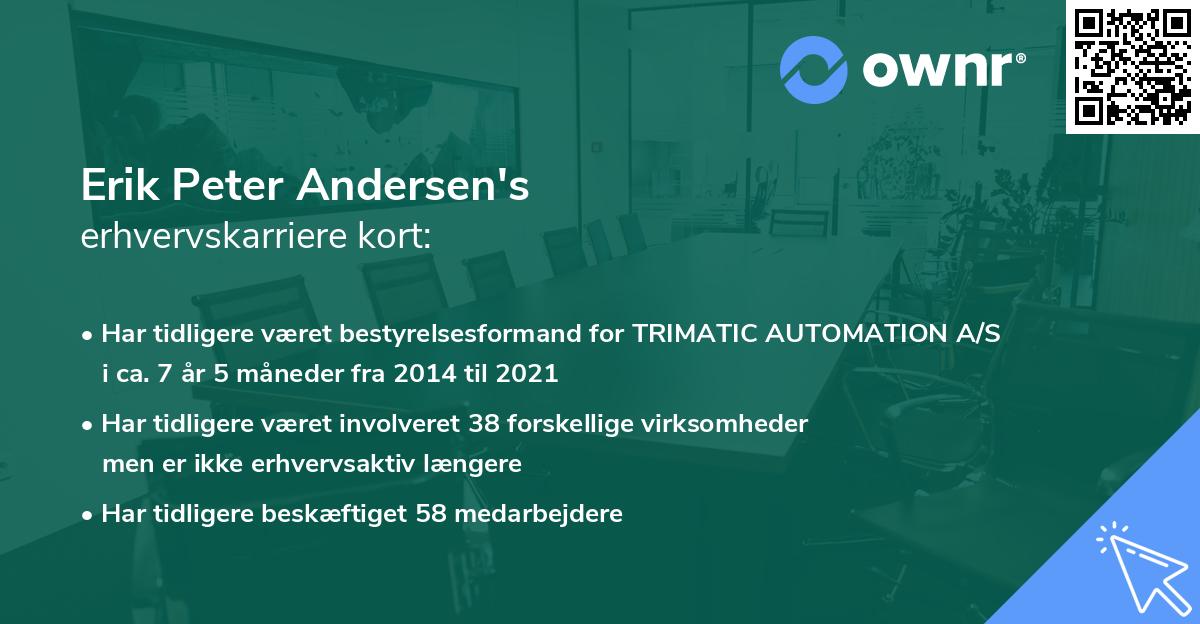 Erik Peter Andersen's erhvervskarriere kort