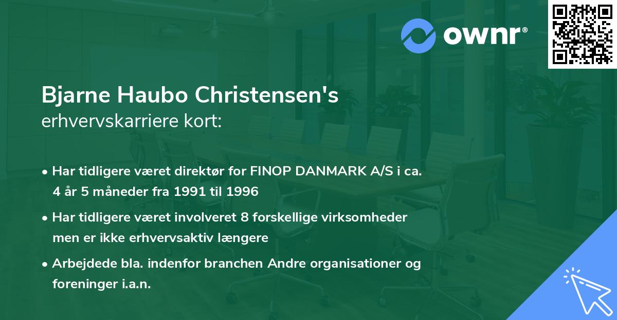 Bjarne Haubo Christensen's erhvervskarriere kort