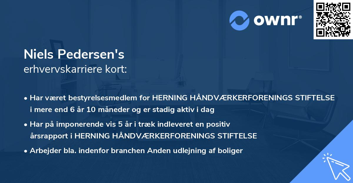 Niels Pedersen's erhvervskarriere kort