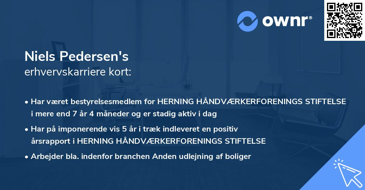 Niels Pedersen's erhvervskarriere kort