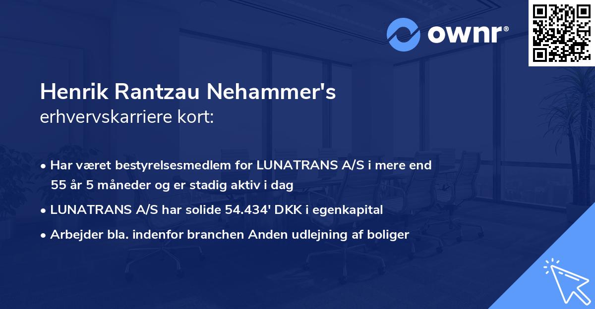 Henrik Rantzau Nehammer's erhvervskarriere kort
