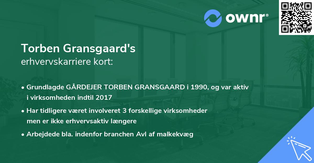 Torben Gransgaard's erhvervskarriere kort