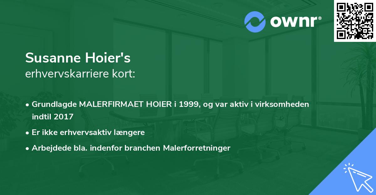 Susanne Hoier's erhvervskarriere kort