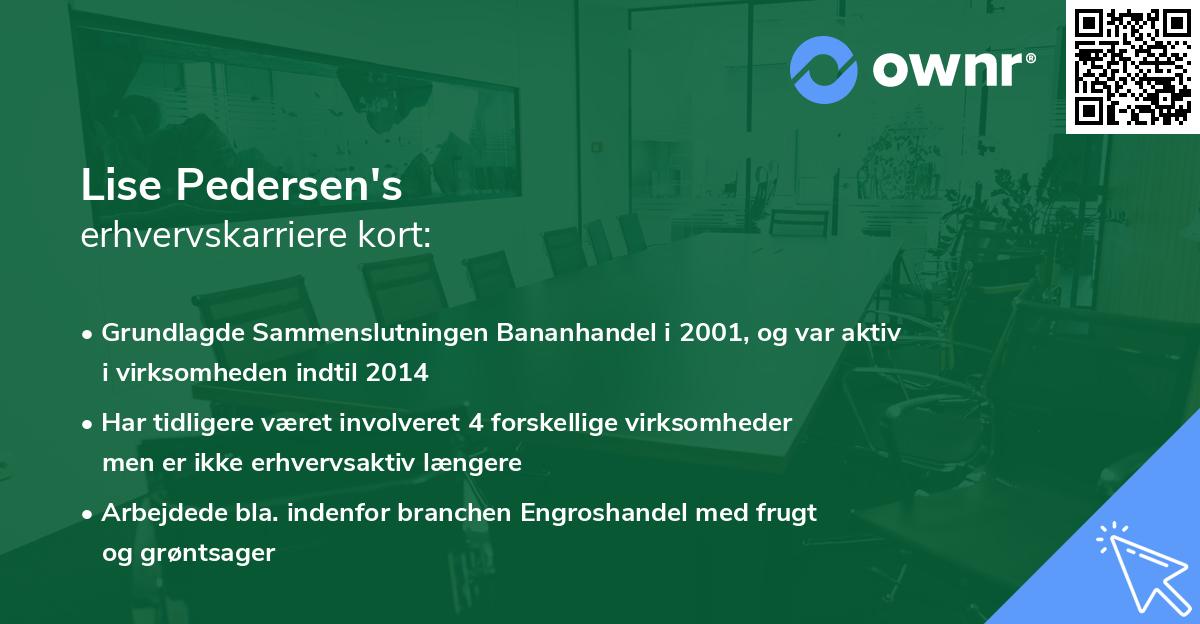 Lise Pedersen's erhvervskarriere kort