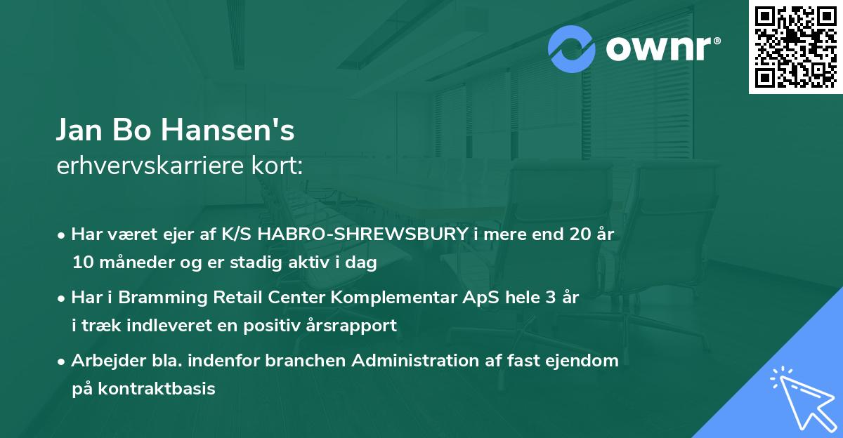 Jan Bo Hansen's erhvervskarriere kort
