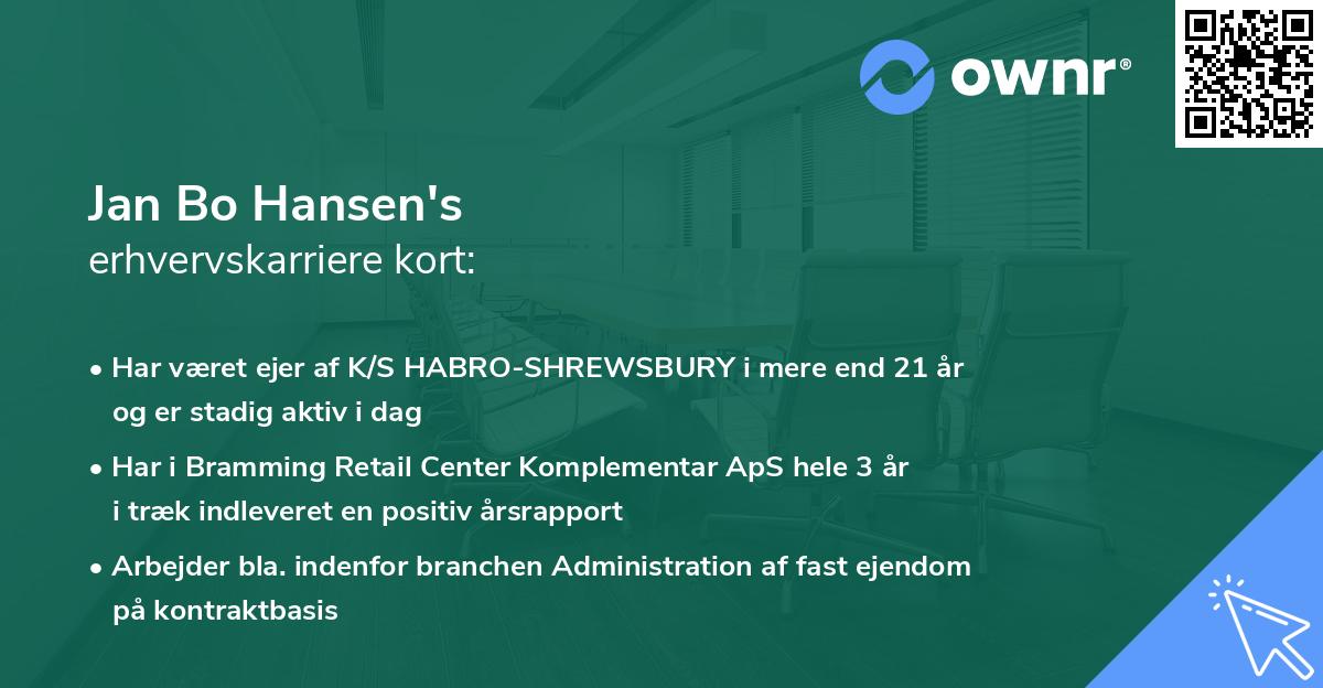 Jan Bo Hansen's erhvervskarriere kort