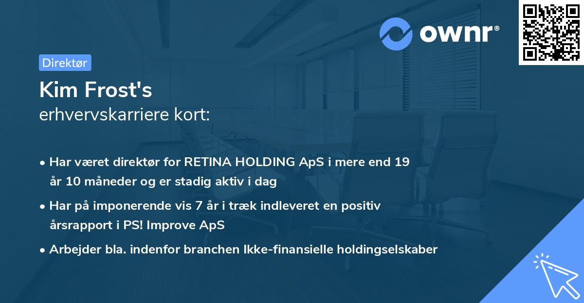 Kim Frost's erhvervskarriere kort